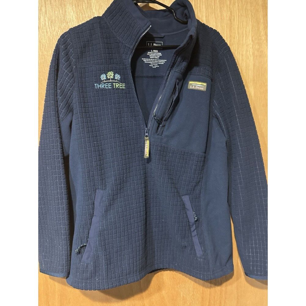 LL Bean Fleece Pullover Jacket‎ Womens Large Blue Quarter Zip Outdoor Outerwear
